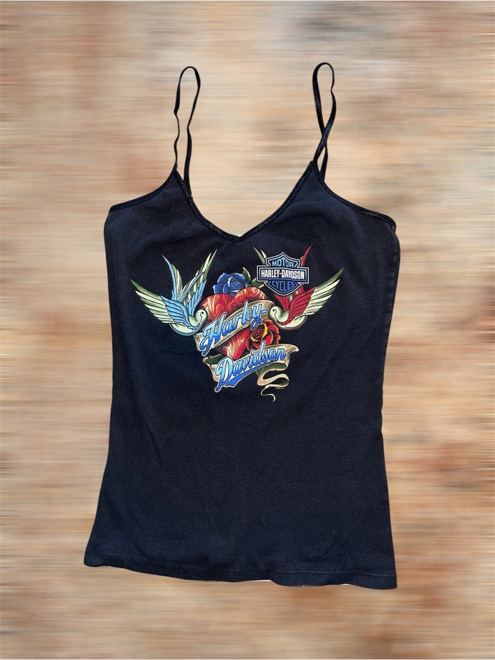 Harley-Davidson Black Women's Graphic Heart & Wings Cami